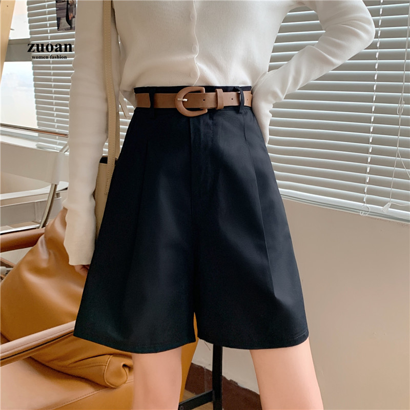 SUXI Quần Short Lưng Cao Màu Trơn Cho Nữ