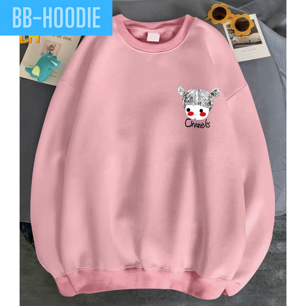 ÁO SWEATER NỈ UNISEX NỮ IN HÌNH CÔ GÁI BUỘT TÓC CHẤT VẢI NỈ POLY HAI LỚP DÀY DẶN