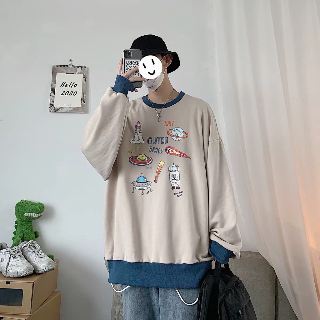 Áo sweater unisex form rộng 1987 nam nữ phong cách ulzzang Wind thu đông