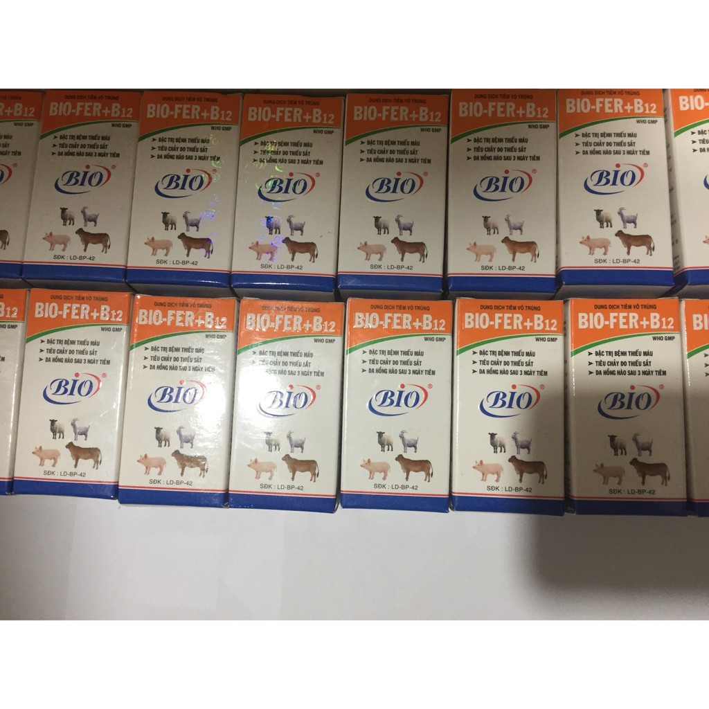 BIO-FER+B12 20ml. Dùng cho heo, bò thiếu máu