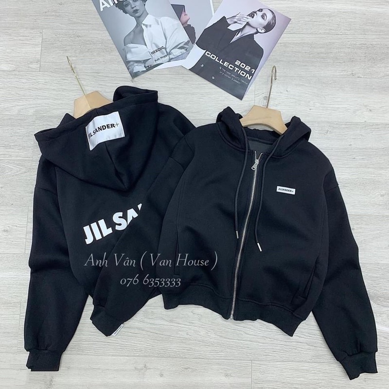 Áo khoác bomber nỉ thu đông có mũ Jil Sander 3 màu trẻ trung