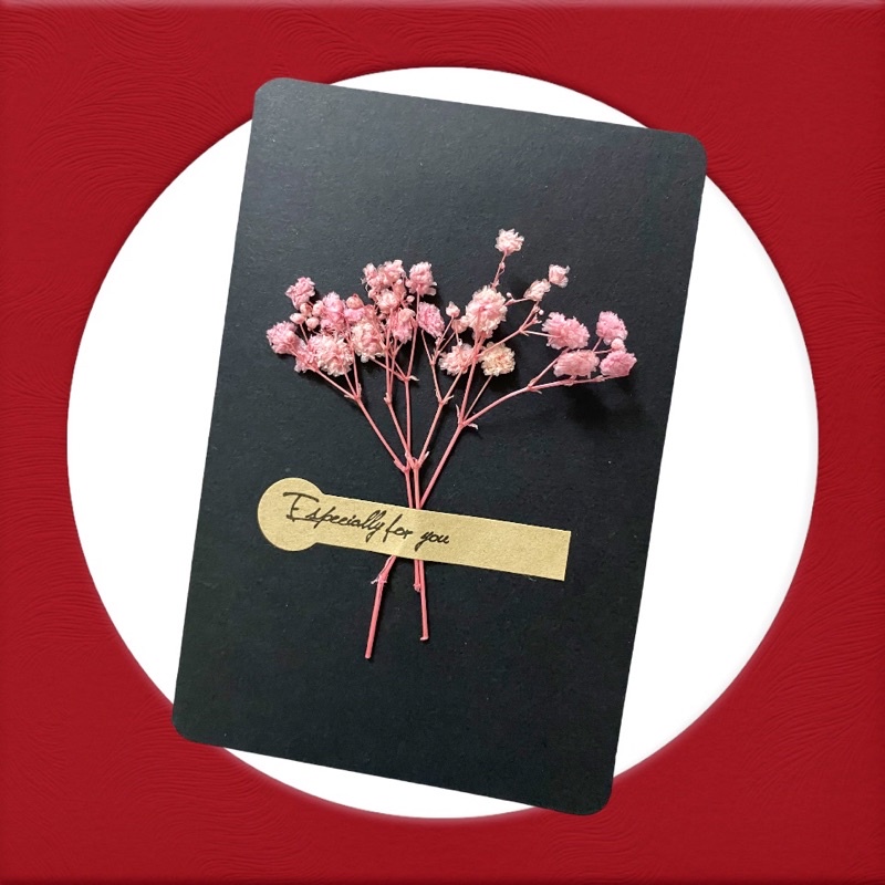 Thiệp chúc mừng trang trí hoa khô handmade 10x15cm