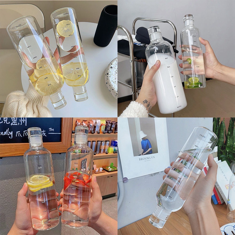 Bình Nước Thể Thao Bằng Nhựa Trong Suốt Chống Rò Rỉ Tiện Dụng Cho Nam Và Nữ