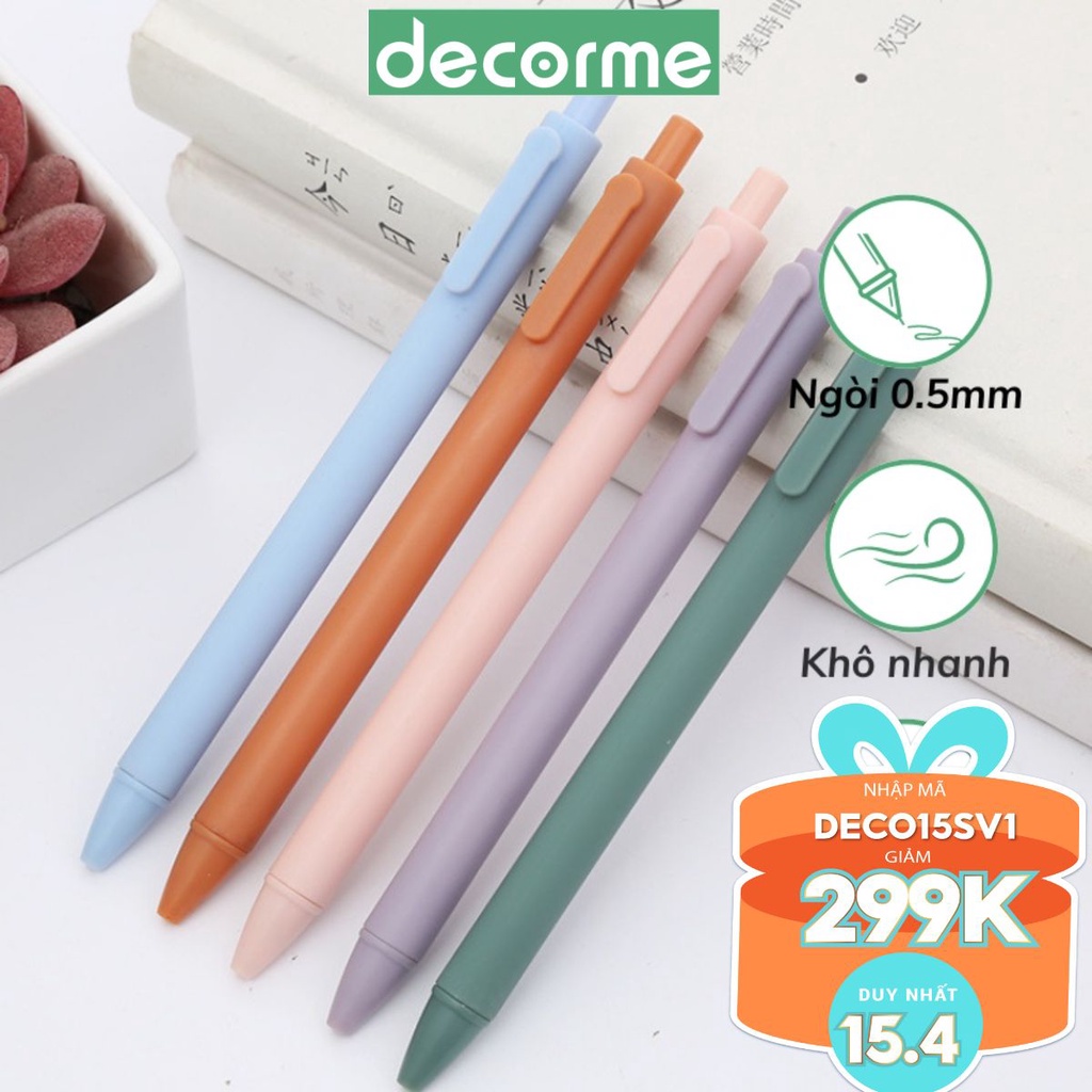 Bút gel đen vỏ pastel retro Nhám Decorme viết gel bấm 0.5mm Muji văn phòng phẩm