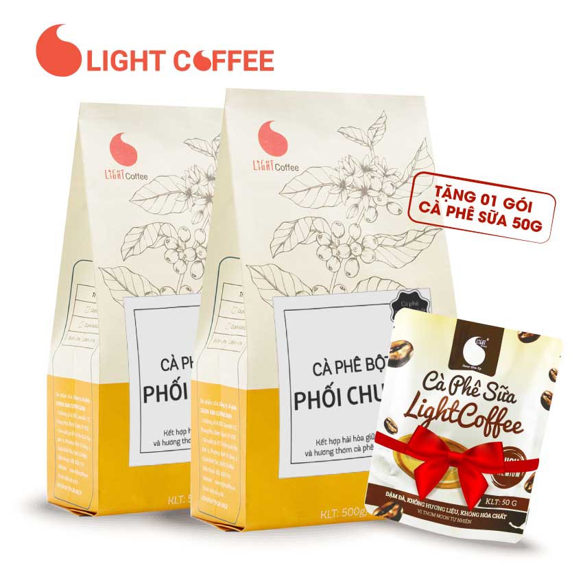 Cà Phê pha phin nguyên chất Light Coffee, chuẩn gu Việt 1kg - Tặng Cafe sữa Light Coffee gói 50g