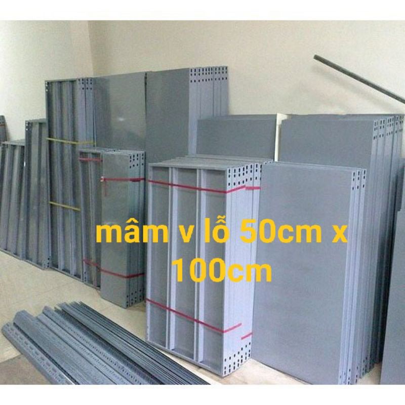 Mâm sắt V lỗ 50cm x 100cm, 50cm x 1m , mâm làm kệ loại tốt dày ship nhanh Gò Vấp hcm
