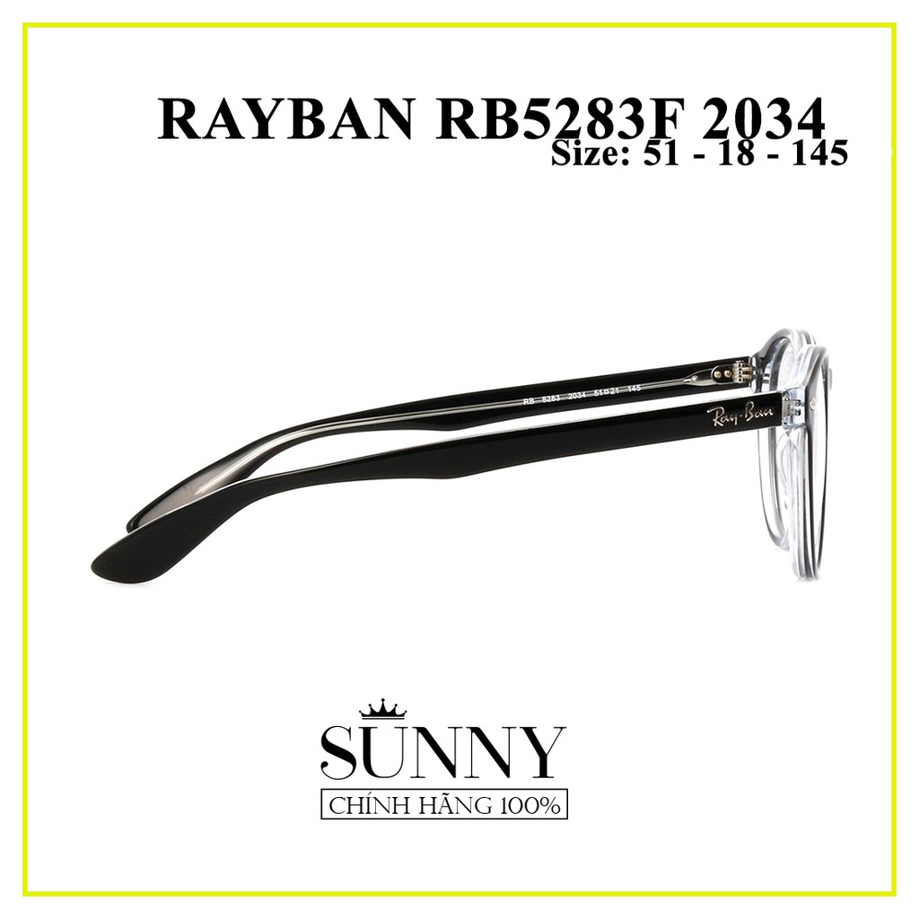 Gọng kính nam nữ Rayban RB5283F 2034 kèm tem thẻ bảo hành chính hãng, bảo hành toàn quốc, thiết kế dễ đeo bảo vệ mắt