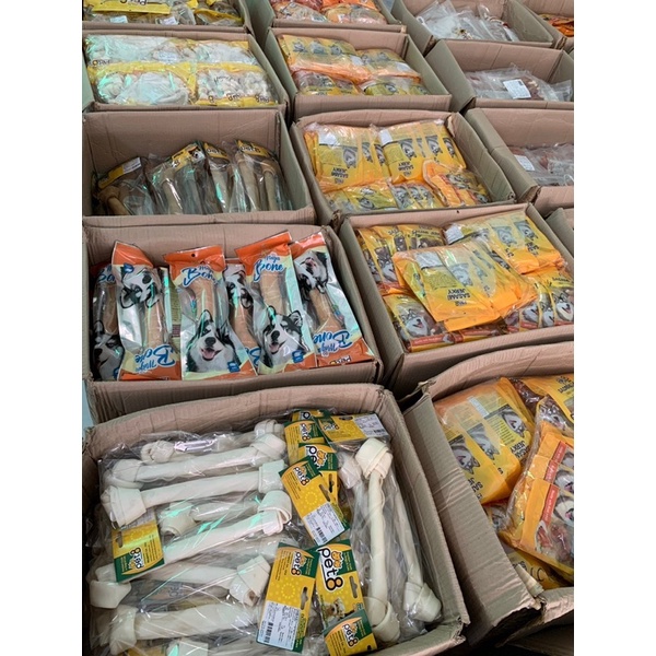 🇹🇭 Xương Gặm Da Bò Loại 1 Cho Chó PET8 Rawhide Dog Chews Nhiều Mẫu Gói Lớn