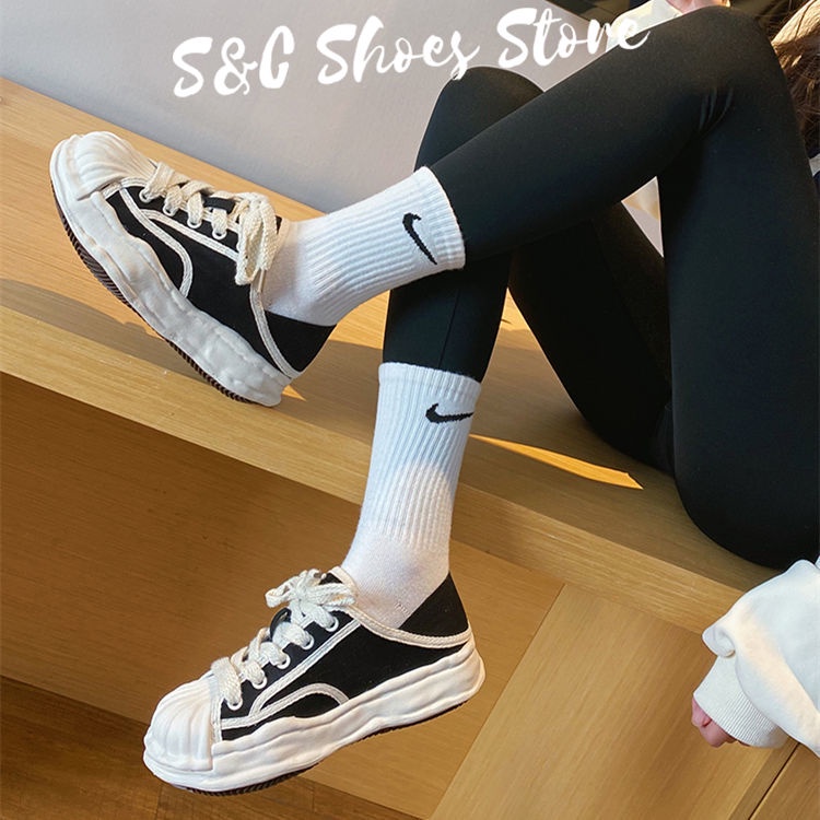 S&c Giày Thể Thao Vải Bạt Đế Dày 4CM Cao Hở Ngón Tăng Chiều Cao Đơn Giản Thời Trang Cho Nữ