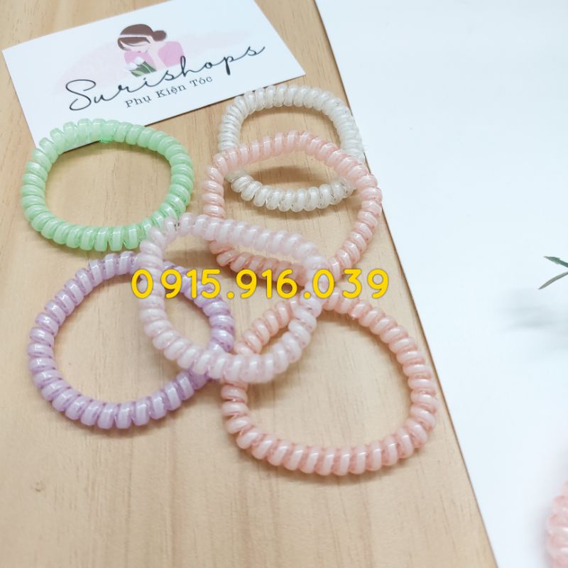 Set 5 Buộc Tóc Lò Xo Mẫu mới màu pastel size 4.5 cm