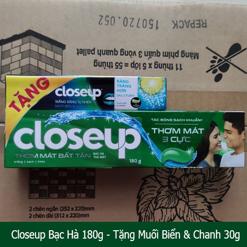 Kem đánh răng Close up Bạc hà 180g được tặng kèm tuýp 30g