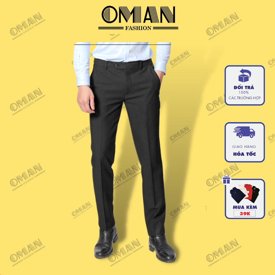 Quần âu nam, quần tây công sở dáng suông, chất vải chéo cao cấp - OMAN QD70