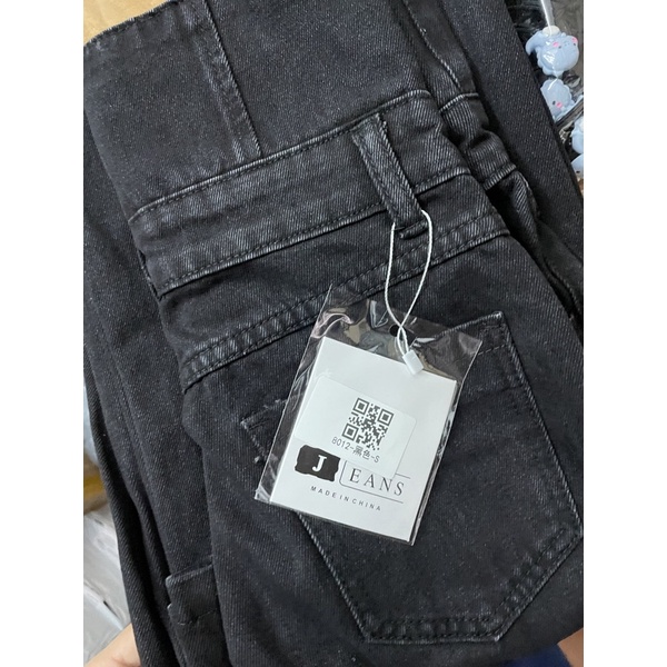 8012 | Quần Bò Đen Mài Bạc Cạp Bẻ Gập Cá Tính Quần Jeans Jennie Dáng Ống Rộng Hàn Quốc