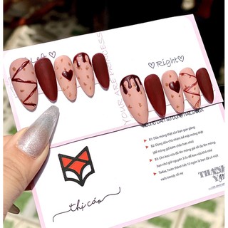 [ Nails Box] Móng úp giả thiết kế vẽ tone choco nhám