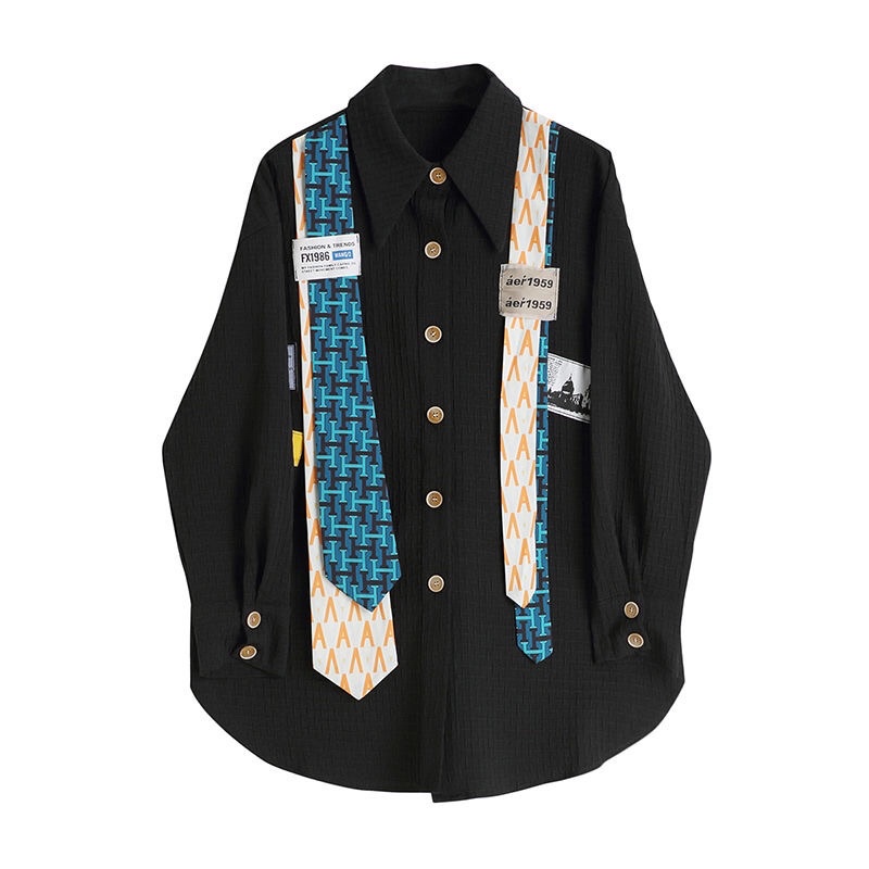 Áo sơ mi nỉ hoạ tiết thêu nổi unisex