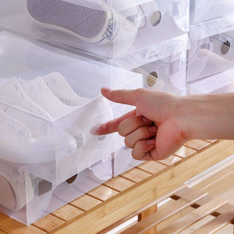 Kiểu ngăn kéo lưu trữ đẹp, dày, chống ẩm và chống bụi có thể gấp lại được Hộp đựng giày bằng nhựa cứng trong suốt-lớn