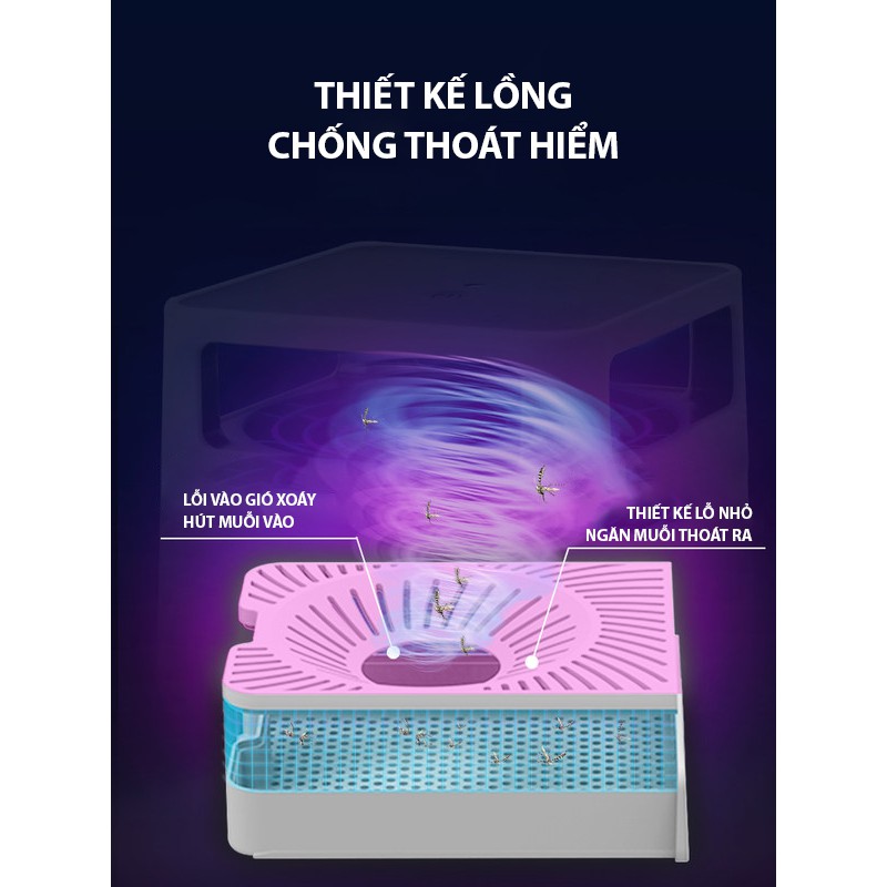 Đèn bắt muỗi diệt côn trùng  thông minh-Bẫy muỗi khoa học diệt muỗi vật lý- Gió lốc mạnh cuốn  diệt muỗi toàn diện