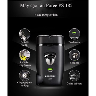 Máy cạo râu 2 lưỡi Poree PS185 model 2018