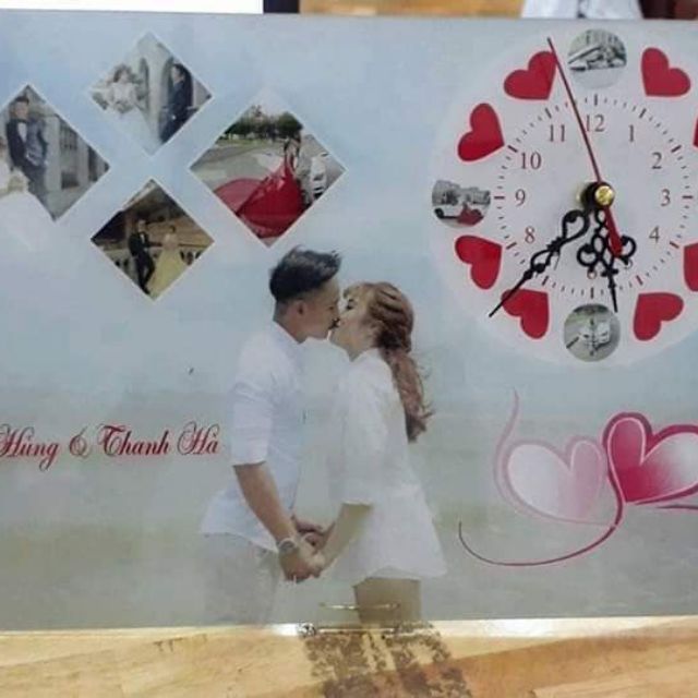 Đồng hồ để bàn treo tường mica in ảnh theo yêu cầu