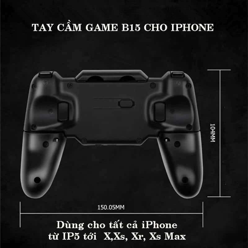 Tay cầm game B15 kèm nút bấm bluetooth cho iPhone chơi game PUBG Mobile dành cho android 4 ngón