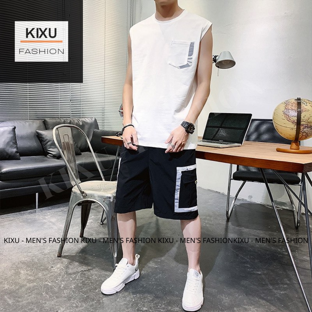 Bộ đồ thể thao nam áo ba lỗ, Bộ đồ thể thao nam áo khoét nách [k8]