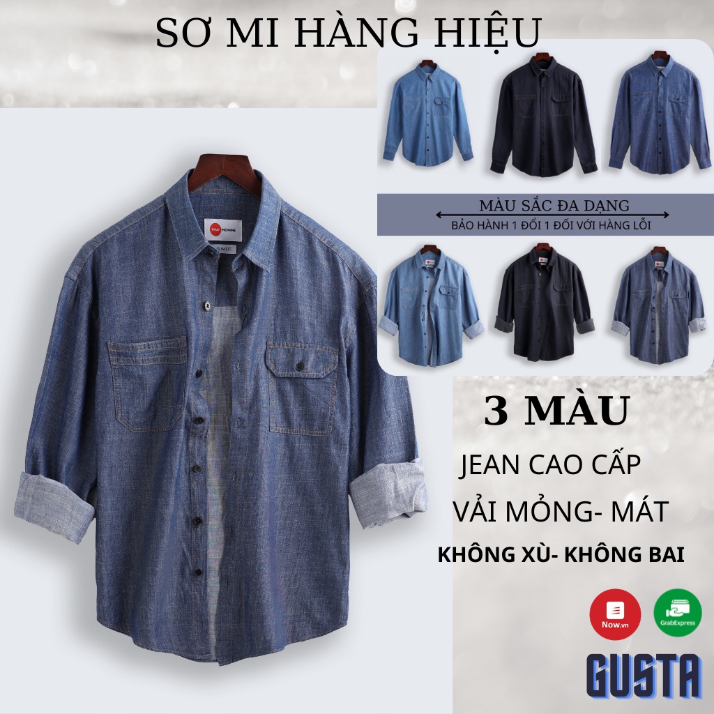 Áo Sơ Mi Jean Demin Nam Tay Dài Áo Khoác Denim Nam Giả Bỏ Giả Jean Mỏng Mát Hàng Cao Cấp  -SMDN -GUSTA