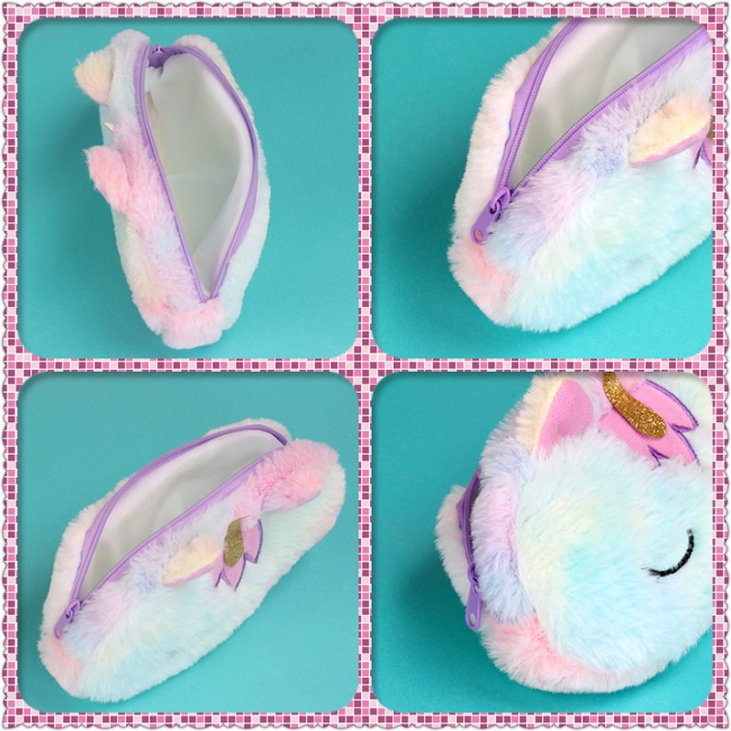 Bóp Viết Lông Nhung Hình Ngựa Một Sừng Dễ Thương Ốp