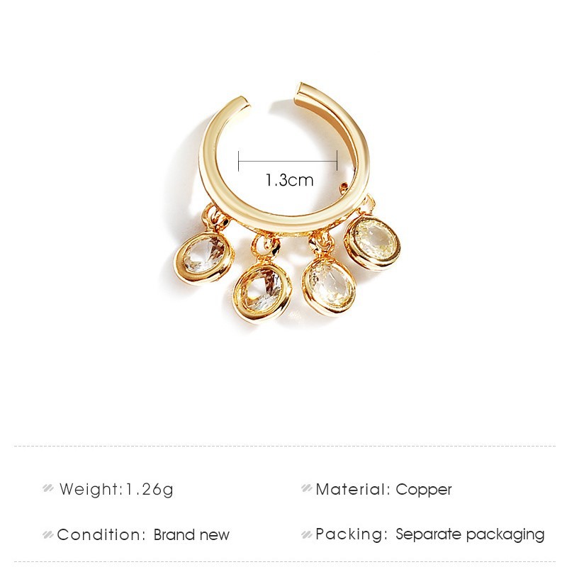 Khuyên tai ngắn đính núm tua và pha lê