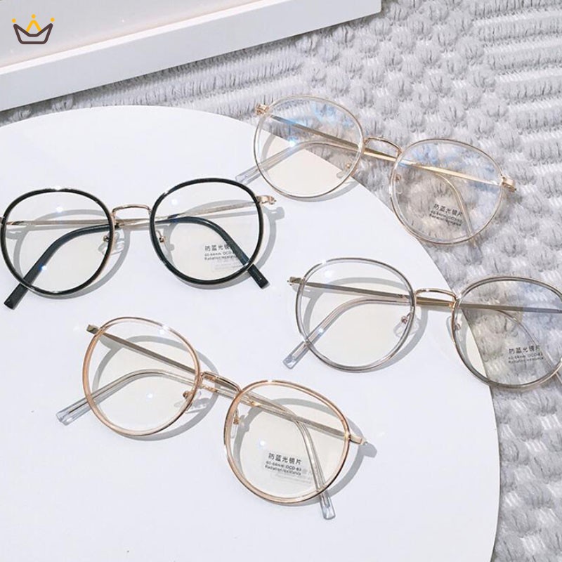 Mắt kính nữ chống ánh sáng xanh gọng tròn đơn giản thời trang