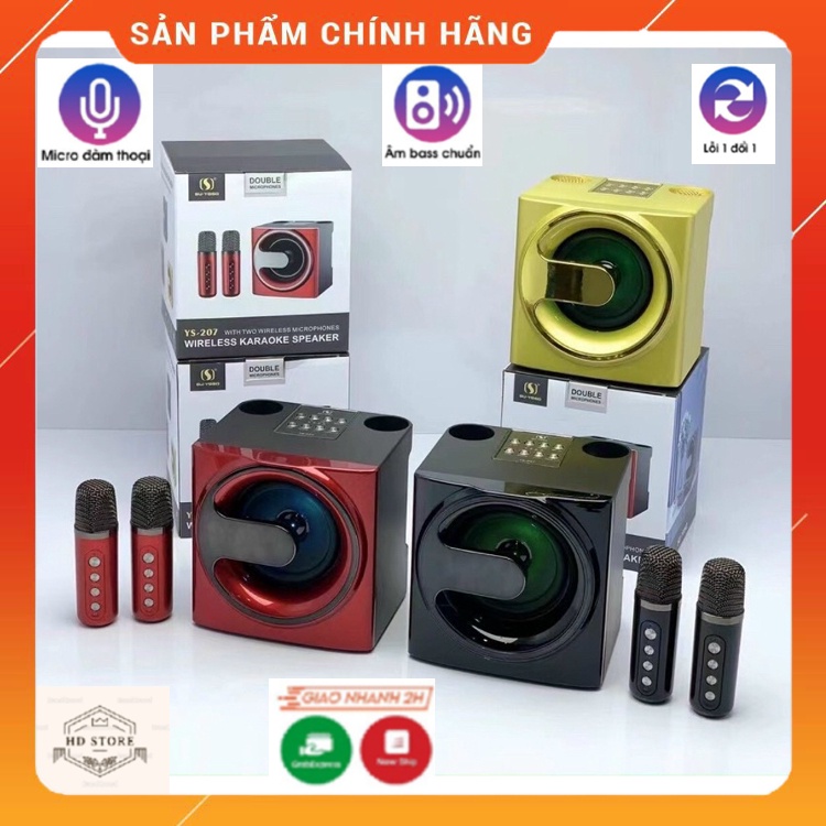 Loa Bluetooth Karaoke YS-207. Tặng Kèm 2 Micro Không Dây, Hỗ Trợ Hiệu Ứng Đổi Giọng, Điều Chỉnh Vang Nhại Độ Bền Rất Cao