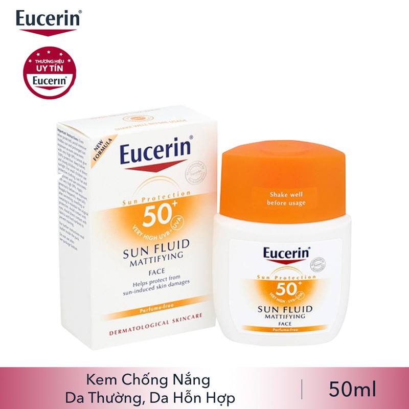 (CHĨNH HÃNG) EUCERIN SUN FLUID MATTIFYUNG SPF50+ - 63840 - Kem chống nắng không nhờn rít cho da thường và da hỗn hợp