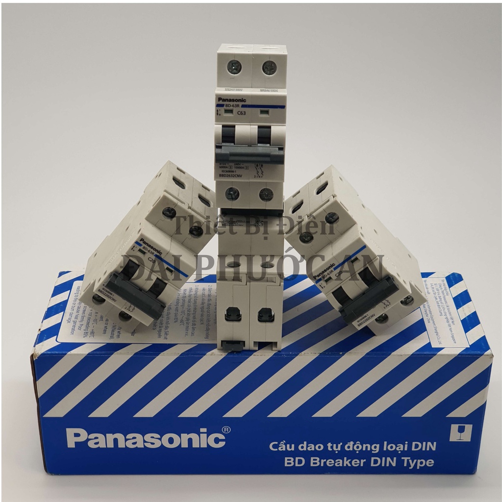 Aptomat  2P 16A, 20A, 25A, 32A, 40A, 50A, 63A , MCB Chống Cháy Chống Chập Điện PANASONIC
