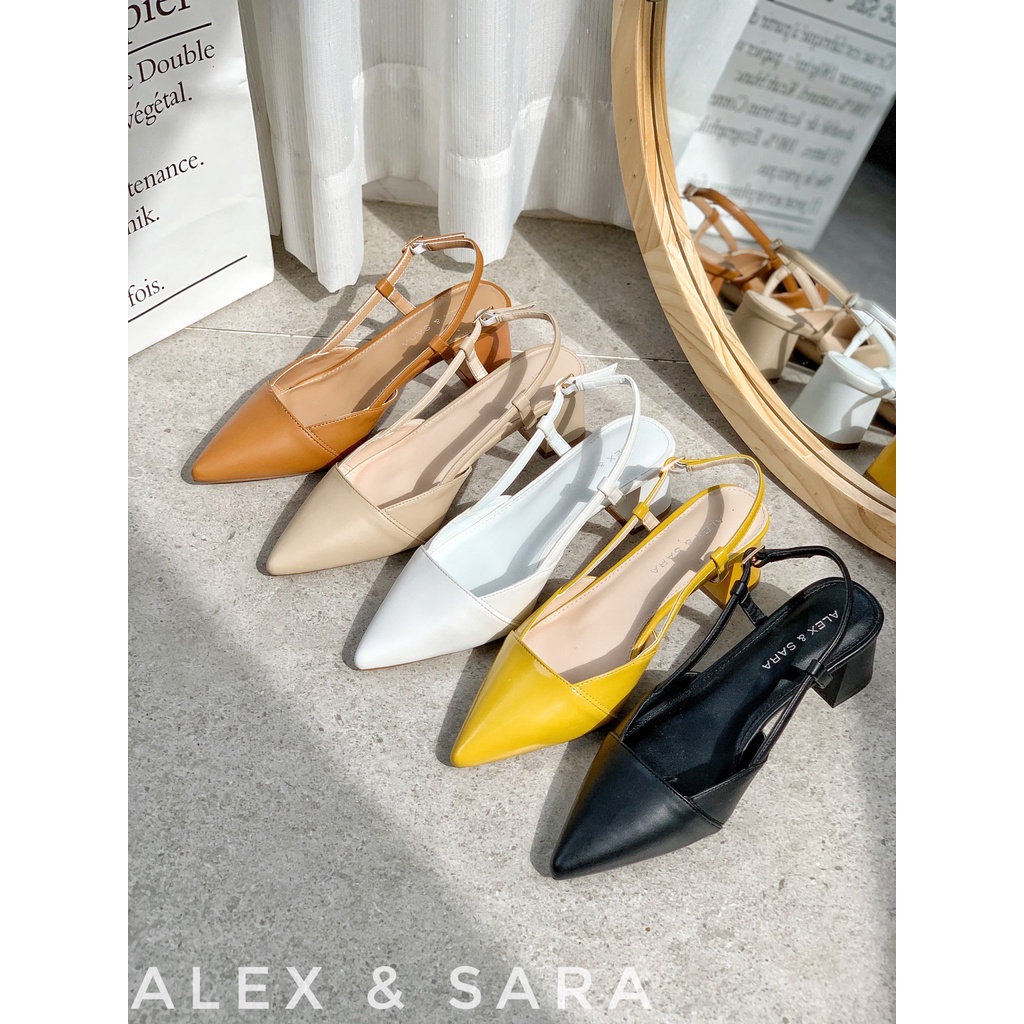 Sandal gót vuông nữ - Sandal slingback ALEX SARA 5 phân Hàng Vnxk