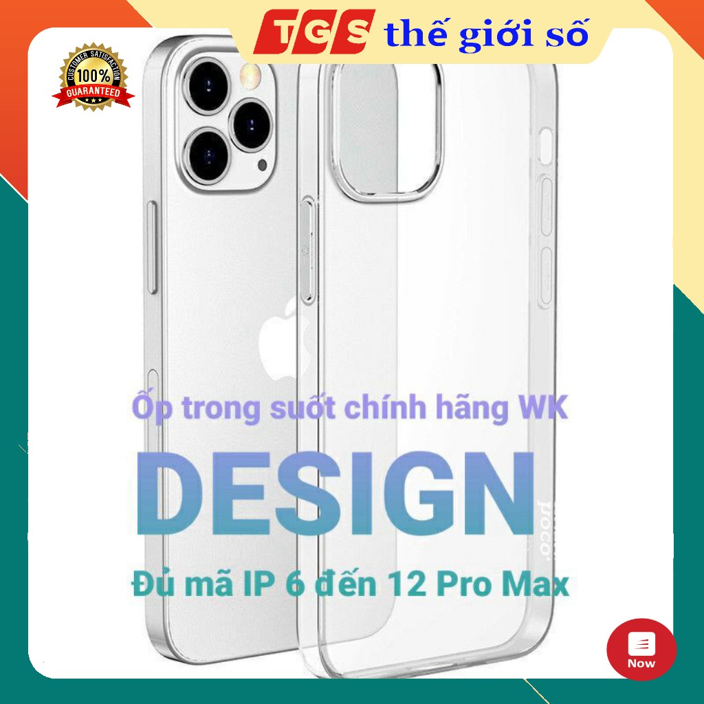 Ốp lưng trong suốt cho iphone chính hãng WK Design đủ mã từ ip 6 đến ip 12 Pro max