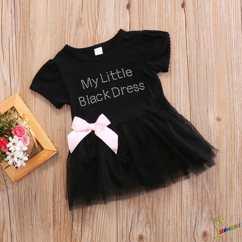❤XZQ-Baby Girl Short Sleeve Romper Black Tutu Tulle Outfit