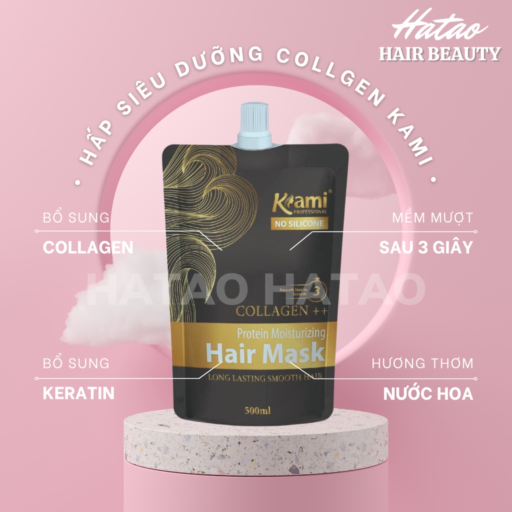 Bộ dầu gội khử vàng Elgon Shampo 300ml + Kem hấp ủ tóc collagen Kami siêu phục hồi 500ml