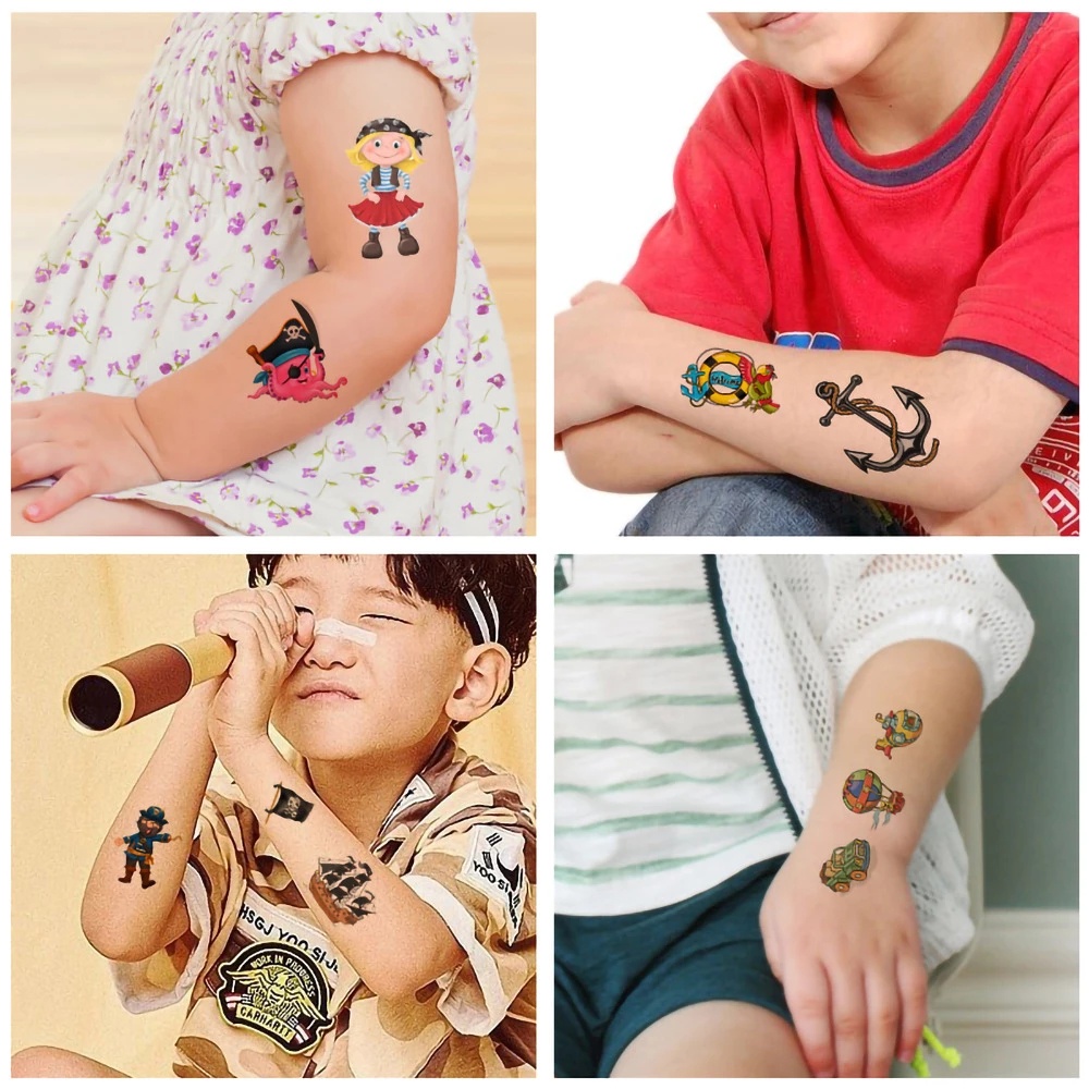 Set 10 Tấm Sticker Dán Hình Xăm Tạm Thời Hình Kỳ Lân Dễ Thương