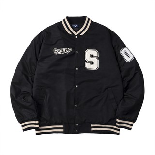 Áo khoác bomber "CREW" - Đen