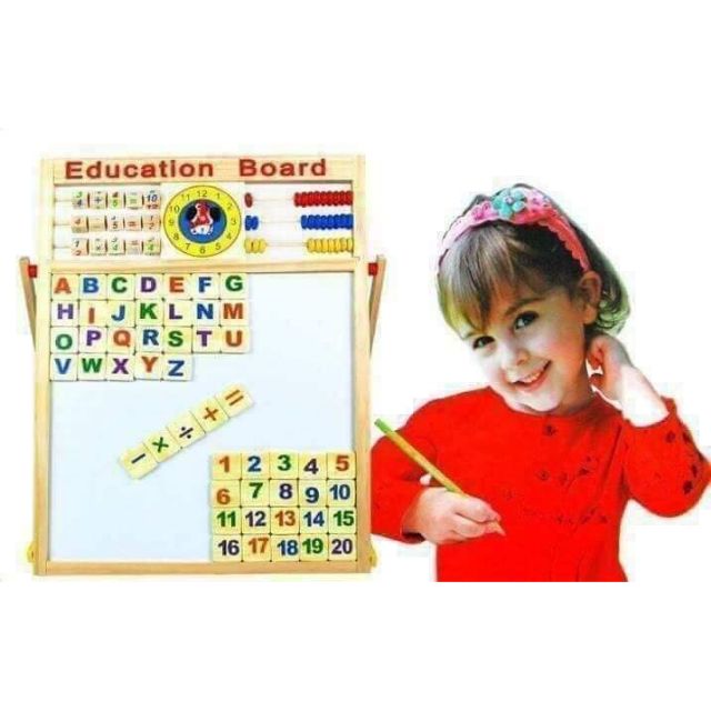 Bảng ghép nam châm 2 mặt giúp bé học số và chữ cái, mặt sau vẽ