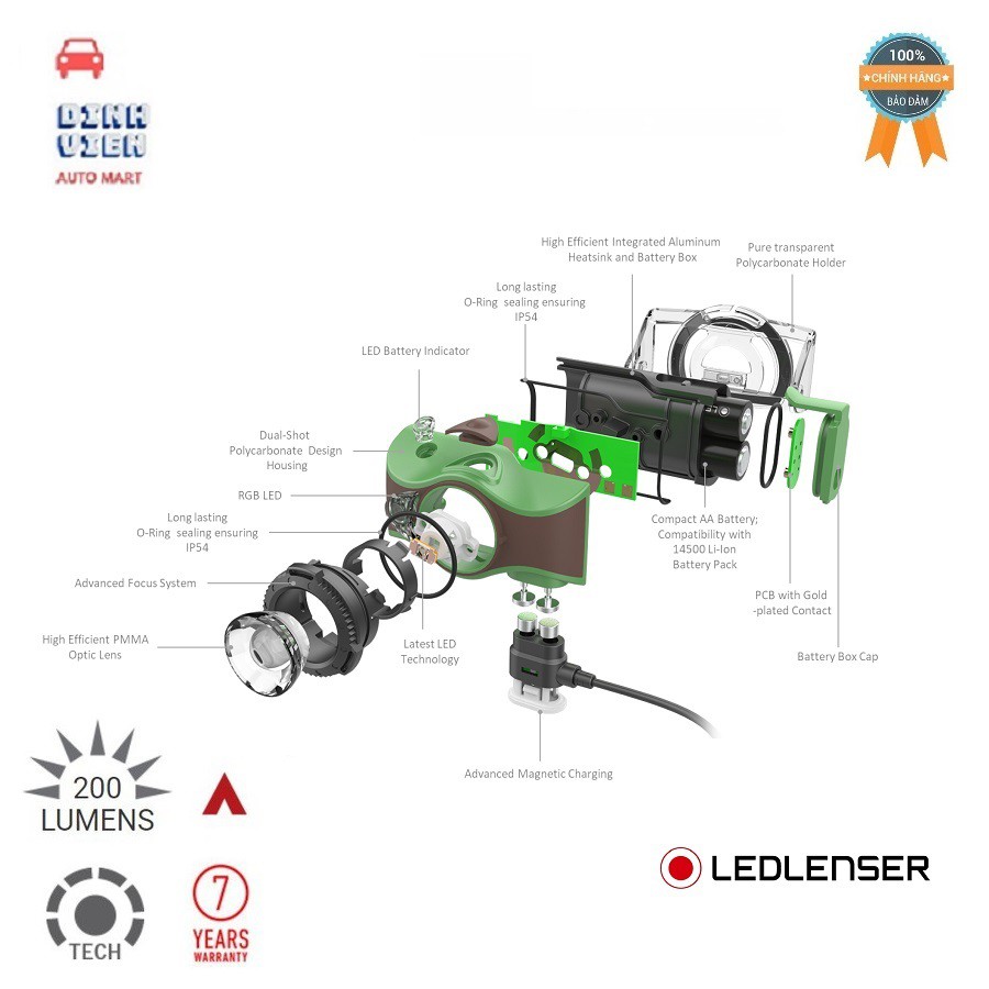 [CAO CẤP] Đèn Pin Đội Đầu LEDLENSER MH8 Pin Sạc Siêu sáng, tận hưởng sự linh hoạt,đầu đèn có thể tháo rời,ít hao điện.