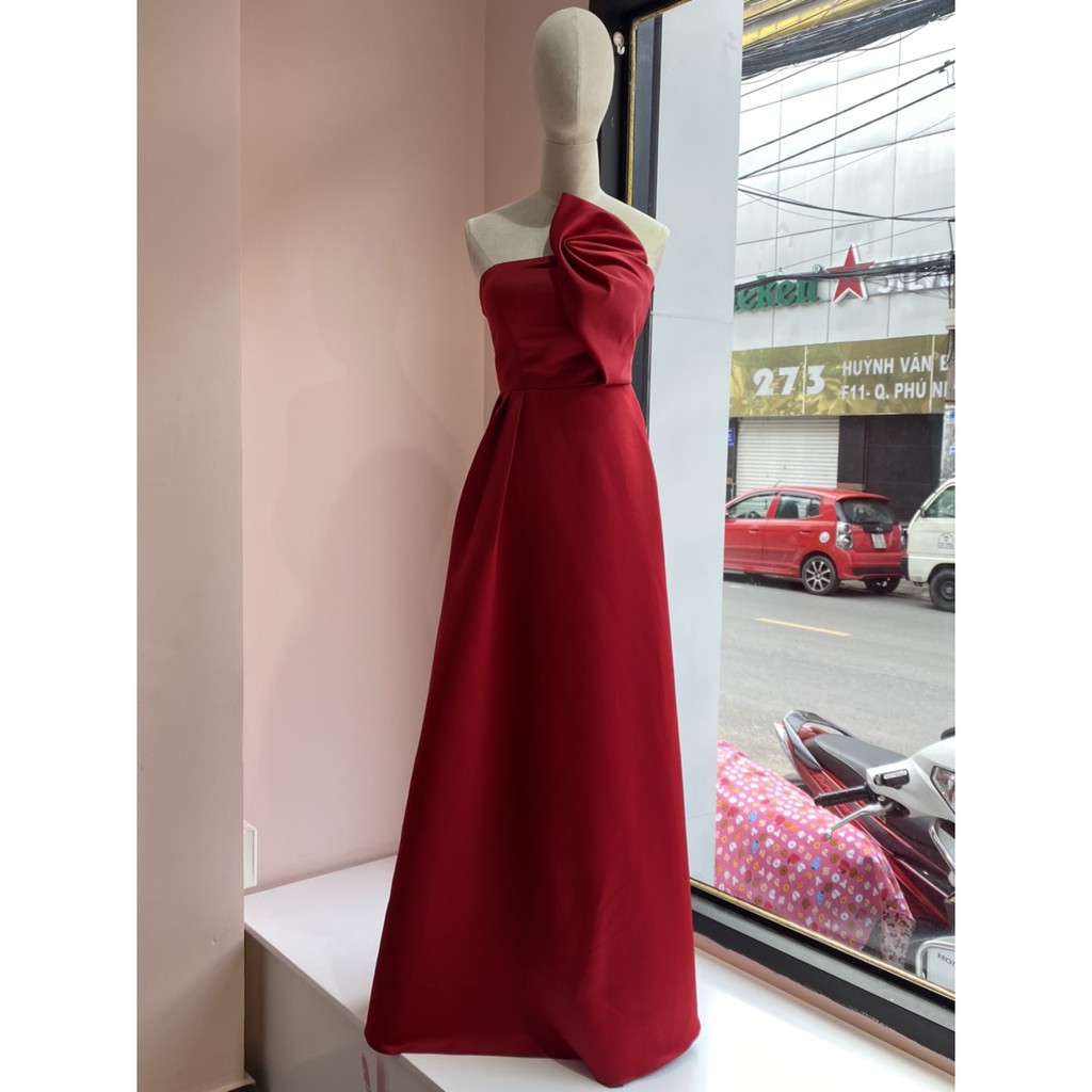 BỐNG MAXISHOP - DC627 - Váy Cưới PN Đỏ/Trắng Cúp Suông