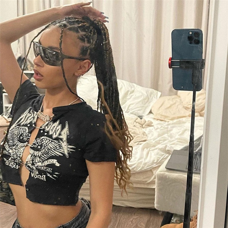 Áo Thun Crop Top Tay Ngắn Cổ Tròn In Hình Đôi Cánh Phong Cách Harajuku Cho Nữ