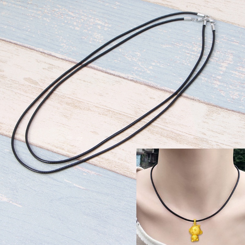 Vòng Cổ Dây Da Màu Đen Mỏng Có Khóa Kẹp Càng Cua Màu Bạc Dành Cho Nam Và Nữ