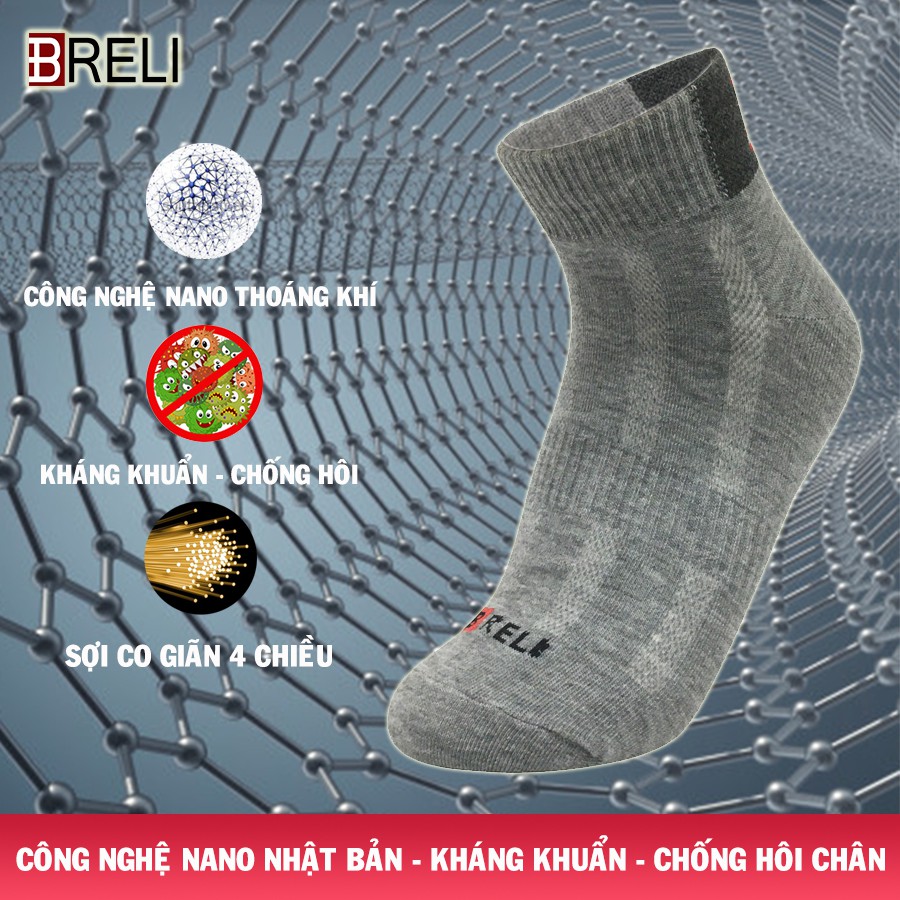 Tất thể thao nam BRELI - BTF9004 - Nano kháng khuẩn chống hôi chân