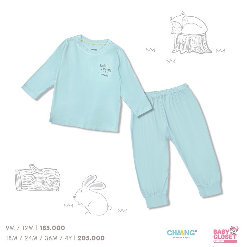 Bộ quần áo dài tay Chaang 6 màu size 3m-4y