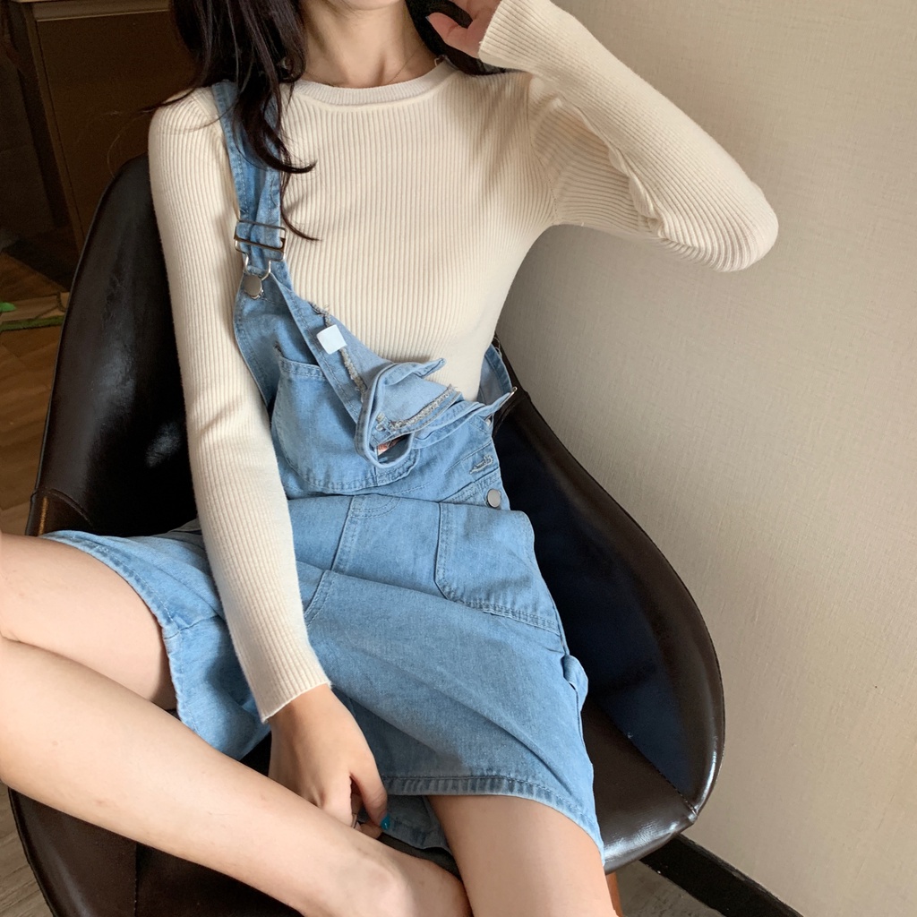 Áo Len Tay Dài Cổ Tròn Màu Sắc Đơn Giản