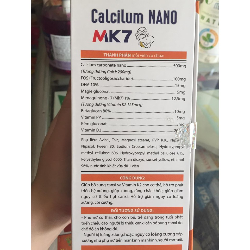 CALCILUM NANO MK7- Bổ sung canxi giúp xương chắc khỏe