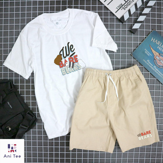 [UNISEX] COMBO ÁO THUN CHẤT LIỆU COTTON + SHORT KAKI HOẠT HỌA 3 GẤU HOẠT HÌNH CUTE