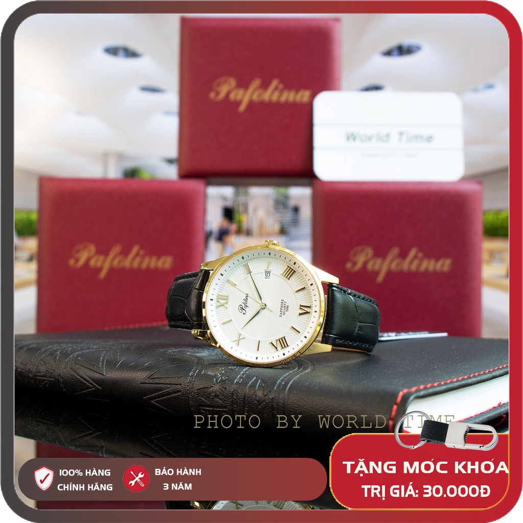 Đồng Hồ Nam dây da pafolina 5035m   Sapphire Chống Xước , Chống Nước