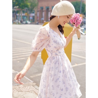 Váy cổ v nhún eo 1VA641BE Lep'